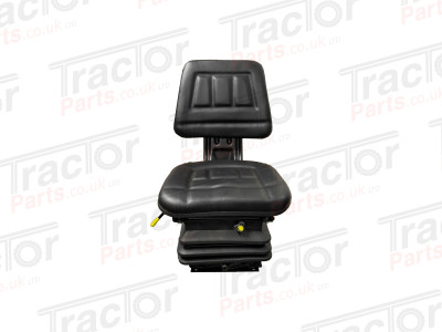 Universal Replacement Black PVC Mechanical Adjustable Suspension Seat With Slide, Height and Weight Adjustment For Vehicles Such As Tractors Forklift Loader Excavator Truck Dumper Roller Telehandler Backhoe