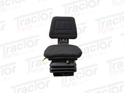 Universal Replacement Black Cloth Mechanical Adjustable Suspension Seat With Slide, Height and Weight Adjustment For Vehicles Such As Tractors Forklift Loader Excavator Truck Dumper Roller Telehandler Backhoe