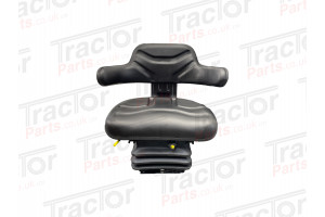 Universal Replacement Black PVC Wrap Around Mechanical Adjustable Suspension Seat With Slide, Height and Weight Adjustment For Vehicles Such As Tractors Forklift Loader Excavator Truck Dumper Roller Telehandler Backhoe