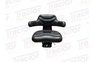Universal Replacement Black PVC Wrap Around Mechanical Adjustable Narrow Suspension Eco Seat With Slide, Height and Weight Adjustment For Vehicles Such As Tractors Forklift Loader Excavator Truck Dumper Roller Telehandler Backhoe