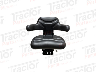 Universal Replacement Black PVC Wrap Around Mechanical Adjustable Narrow Suspension Eco Seat With Slide, Height and Weight Adjustment For Vehicles Such As Tractors Forklift Loader Excavator Truck Dumper Roller Telehandler Backhoe