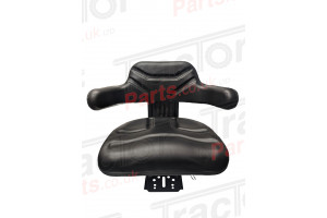 Universal Replacement Black PVC Wrap Around Mechanical Adjustable Narrow Suspension Fixed Angle Seat With Slide and Weight Adjustment For Vehicles Such As Tractors Forklift Loader Excavator Truck Dumper Roller Telehandler Backhoe