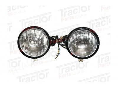 Head Lamp Pair Black Steel Side Mount 40/45W For International B250 B275 B414 B450 B614