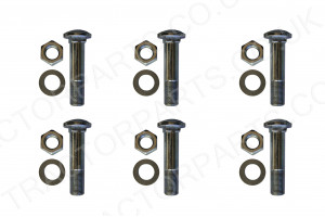 Six Rear Wheel Rim Bolt 5/8 UNF Cup Head Square 2 7/8 Inch (71.5mm) Long Complete with Nut + Washer 406951R2