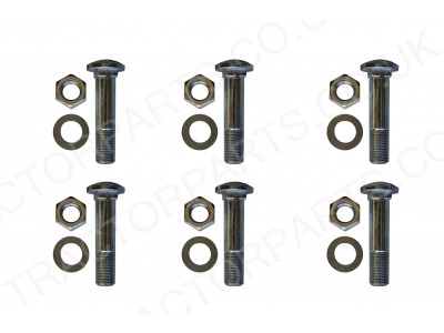 Six Rear Wheel Rim Bolt 5/8 UNF Cup Head Square 2 7/8 Inch (71.5mm) Long Complete with Nut + Washer 406951R2